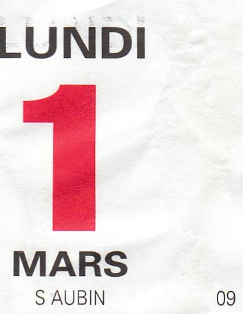 Calendrier mars